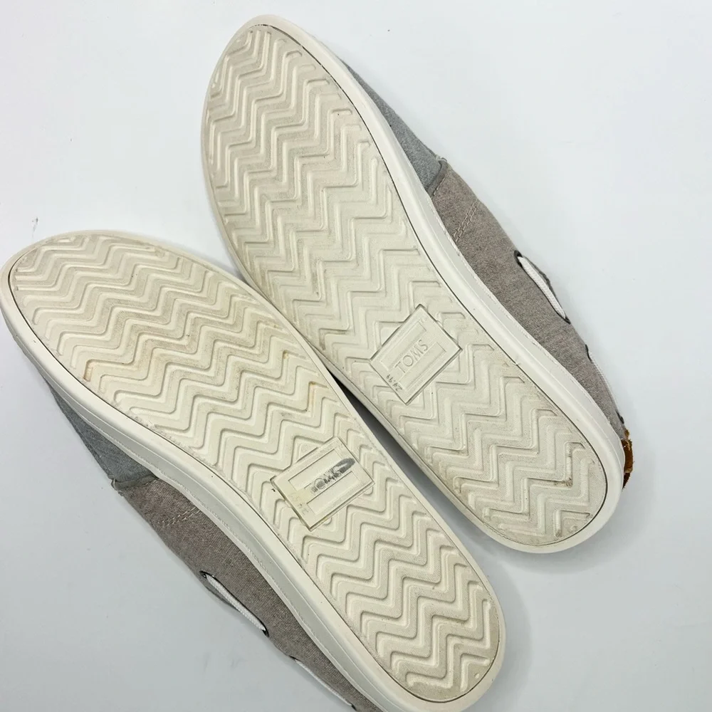 Toms Gray Lace Up Low Top Moc Toe Flat Casual Boat Shoes Size Mens 8 Women's 9.5